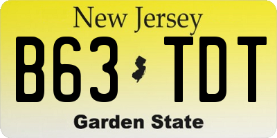 NJ license plate B63TDT