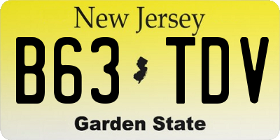 NJ license plate B63TDV