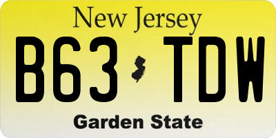 NJ license plate B63TDW