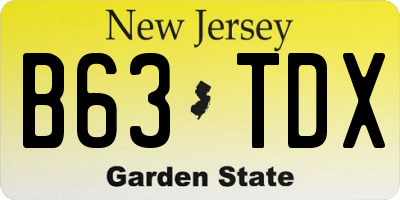 NJ license plate B63TDX