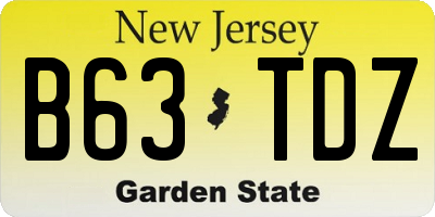 NJ license plate B63TDZ