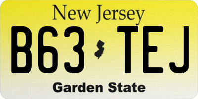 NJ license plate B63TEJ