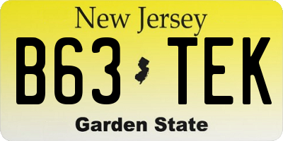 NJ license plate B63TEK