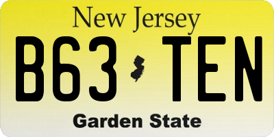 NJ license plate B63TEN