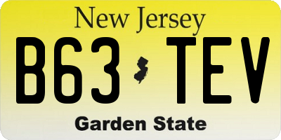 NJ license plate B63TEV