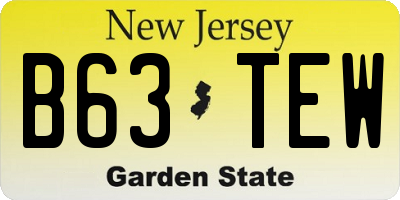 NJ license plate B63TEW