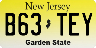 NJ license plate B63TEY