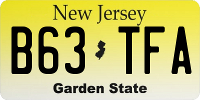 NJ license plate B63TFA