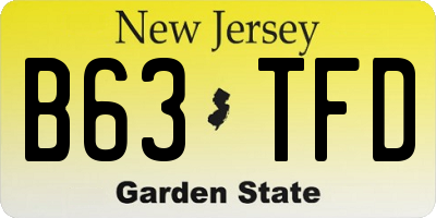 NJ license plate B63TFD