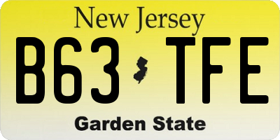 NJ license plate B63TFE