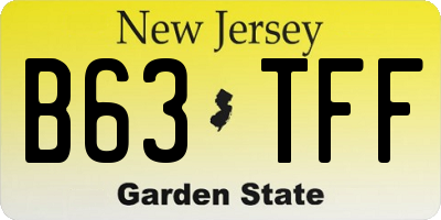 NJ license plate B63TFF