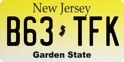 NJ license plate B63TFK