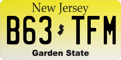 NJ license plate B63TFM