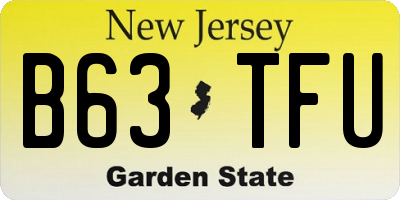 NJ license plate B63TFU
