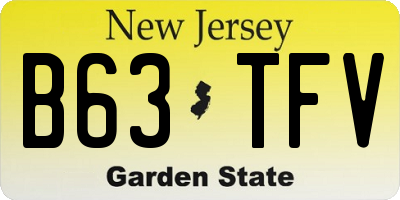 NJ license plate B63TFV