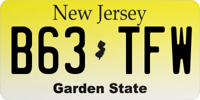NJ license plate B63TFW