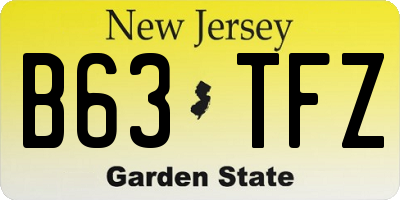 NJ license plate B63TFZ