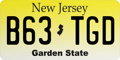 NJ license plate B63TGD