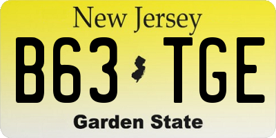 NJ license plate B63TGE