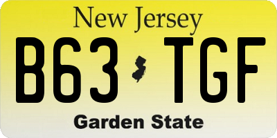 NJ license plate B63TGF