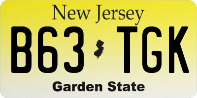 NJ license plate B63TGK