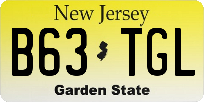 NJ license plate B63TGL