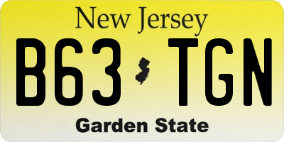 NJ license plate B63TGN