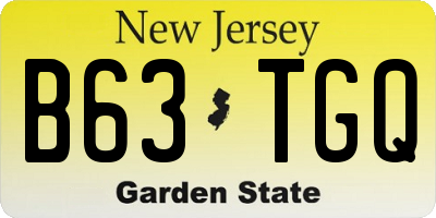 NJ license plate B63TGQ