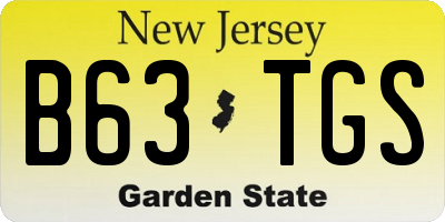 NJ license plate B63TGS
