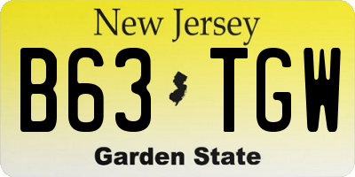 NJ license plate B63TGW