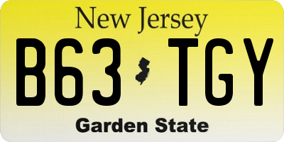 NJ license plate B63TGY