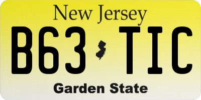 NJ license plate B63TIC