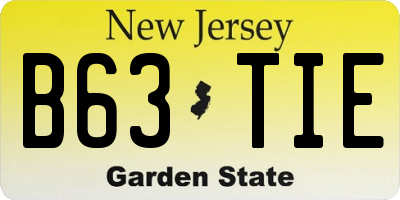 NJ license plate B63TIE