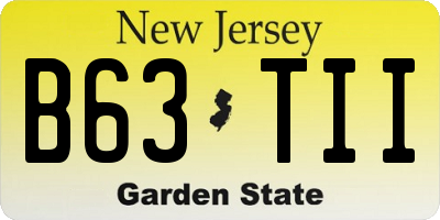 NJ license plate B63TII