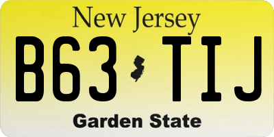 NJ license plate B63TIJ