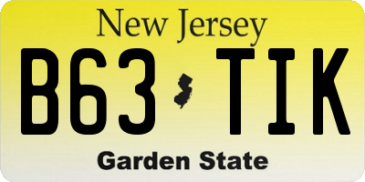 NJ license plate B63TIK