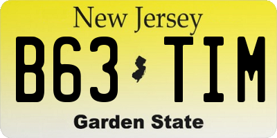 NJ license plate B63TIM