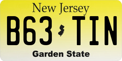 NJ license plate B63TIN