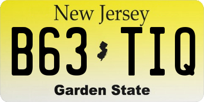 NJ license plate B63TIQ