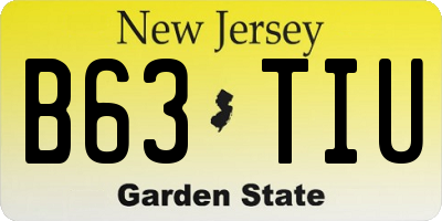 NJ license plate B63TIU