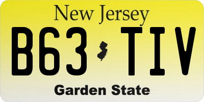 NJ license plate B63TIV