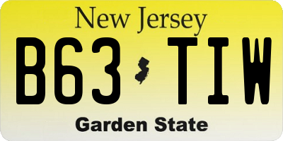 NJ license plate B63TIW