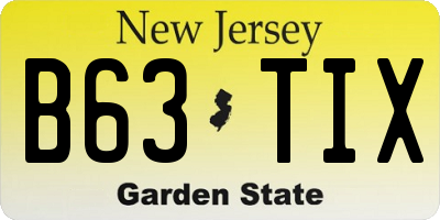 NJ license plate B63TIX