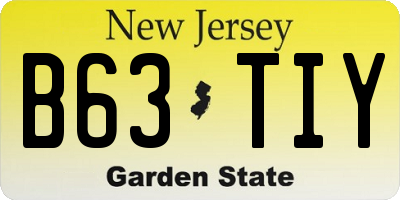 NJ license plate B63TIY