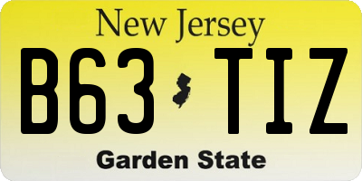 NJ license plate B63TIZ