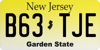 NJ license plate B63TJE