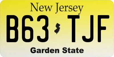 NJ license plate B63TJF