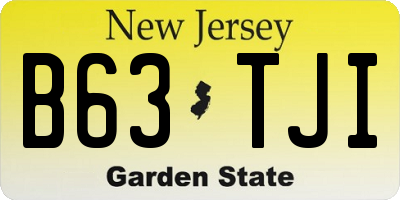 NJ license plate B63TJI