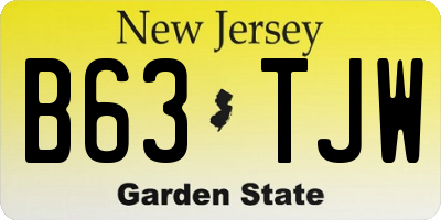 NJ license plate B63TJW
