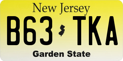 NJ license plate B63TKA